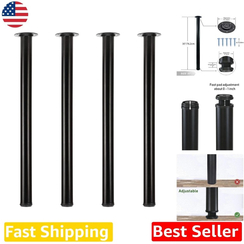 Modern Black 30 Inch Metal Table Legs, 4pc Heavy Duty DIY Furniture