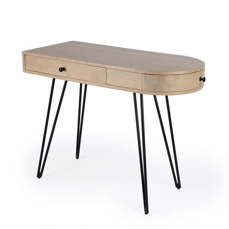 Beaumont Lane Wood Mid-Century Reversible 2 Drawer Writing Desk