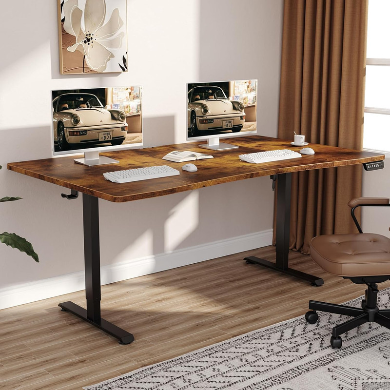 63×28 Electric Standing Desk Sit Stand Home Office Computer Table Brown