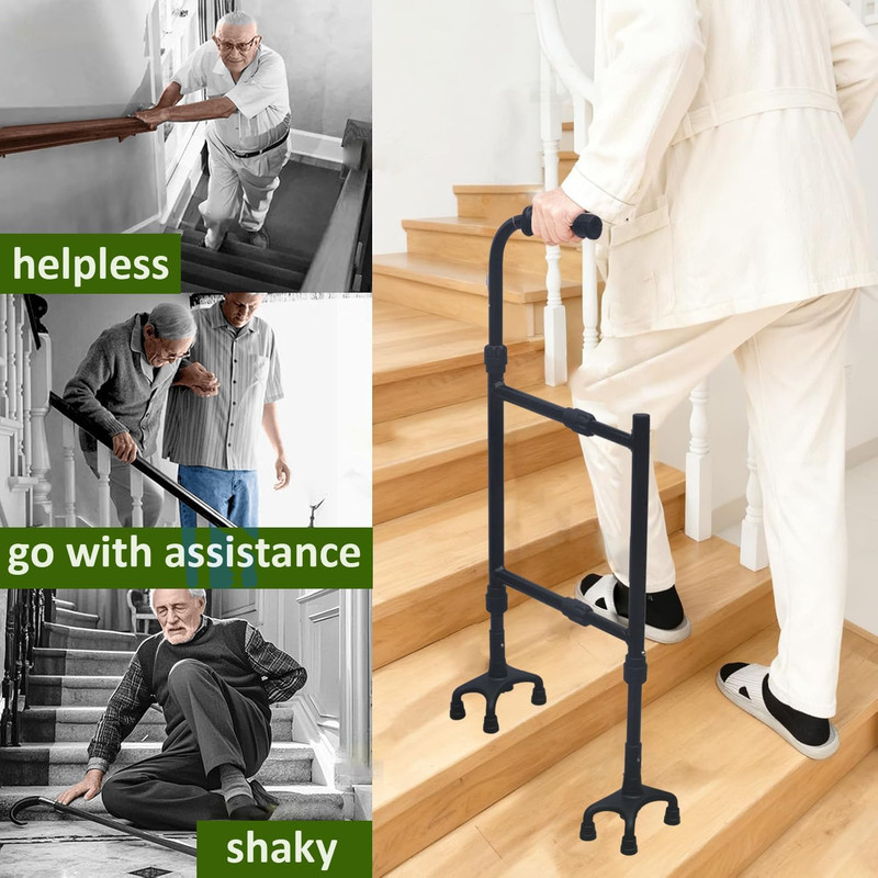 Adjustable Stair Assist Cane - 12 Levels, Lightweight, Anti-Slip Base, Mobility gallery