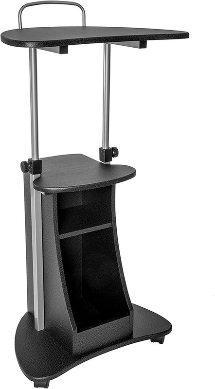 Sit-To-Stand Rolling Adjustable Height Laptop Cart with Storage, Graphite, 22 X gallery