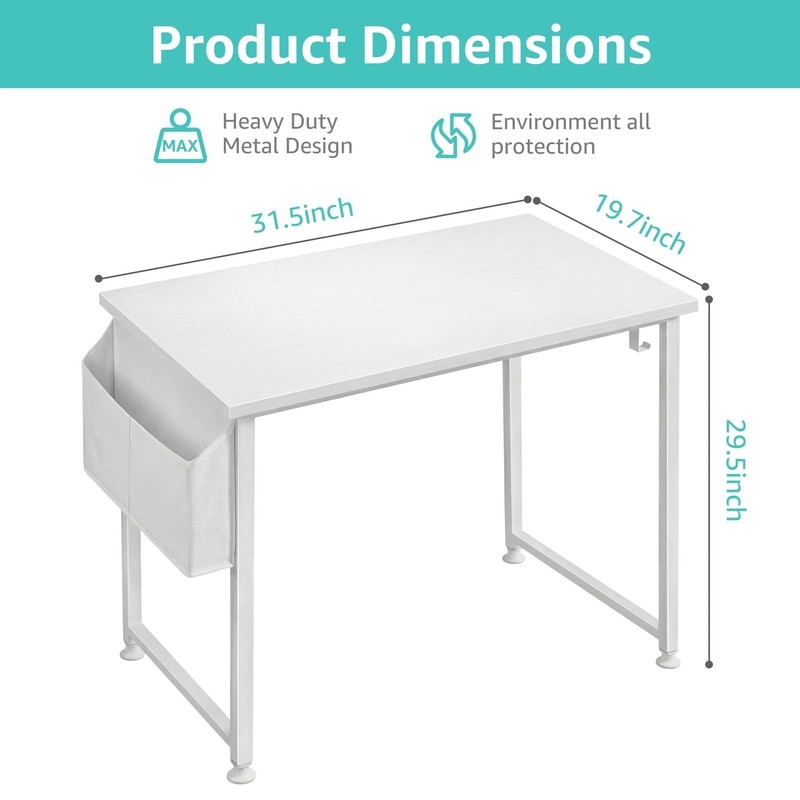Lufeiya White Small Desk For Bedroom - Student Kids Study Writing Table For gallery