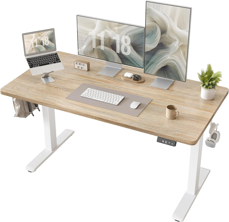 Electric Height Adjustable Standing Desk 47.2×23.6 Inch, Sit Stand Desk with Spl