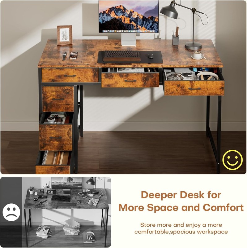 47" Computer Desk with 6 Drawers, Home Office Desk,Work Table for Bedroom gallery
