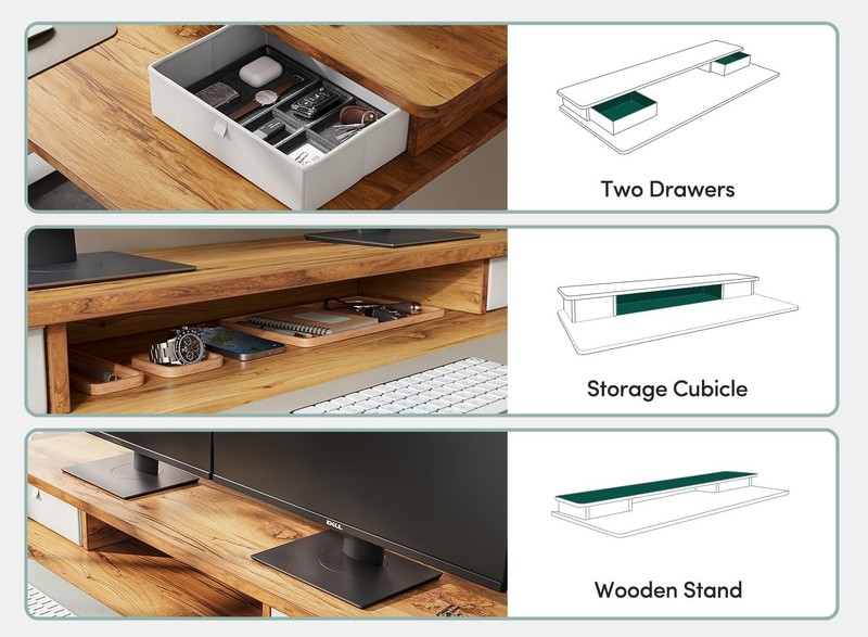 Height Adjustable Electric Standing Desk with Storage, Rustic 40"x24 gallery