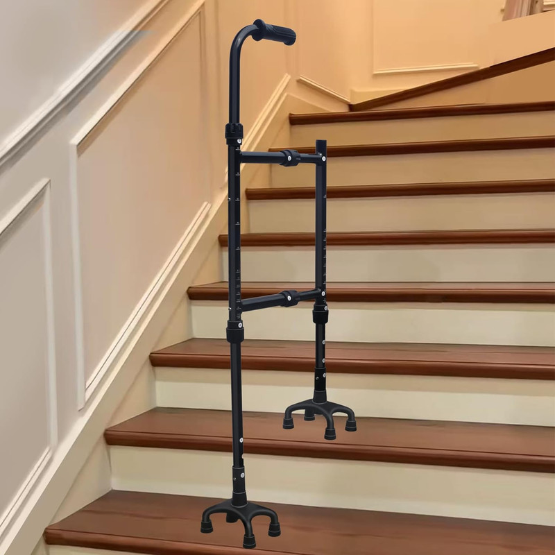 Adjustable Stair Assist Cane - 12 Levels, Lightweight, Anti-Slip Base, Mobility