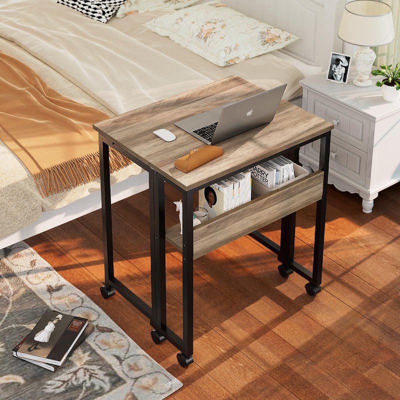 Small Folding Desk, 63cm Folding Desk with Castors, Simple M... gallery