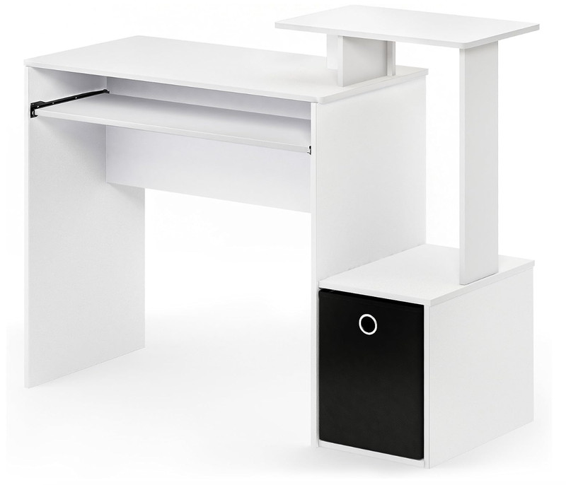 White Finish Student Desk Storage Bin Laptop Computer Table Office Workstation gallery