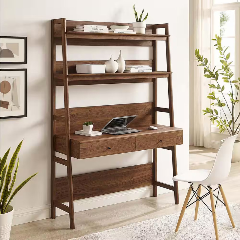 Bixby 49 In. Rectangular Walnut Wood 2-Drawer Desk