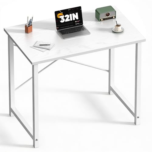 Computer Small Desk, 32 Inch Office Writing Work Study 32-Inch White Wood