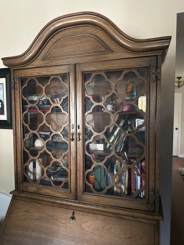 Vintage Jasper Style Drop Front Secretary Desk and Cabinet