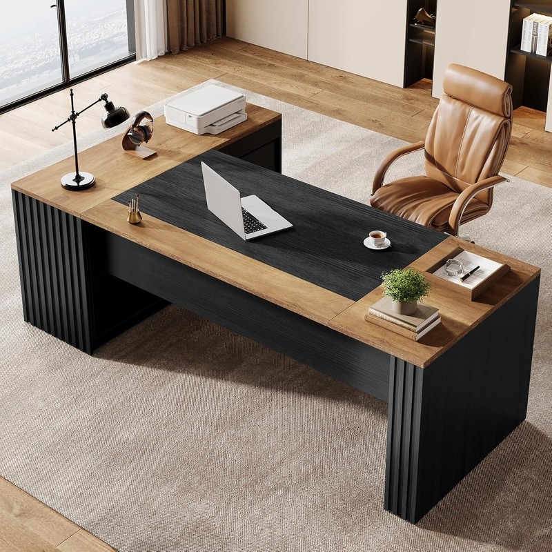 78-Inch L-Shaped Executive Desk, Modern Large Office Computer Desk with Cabinet gallery