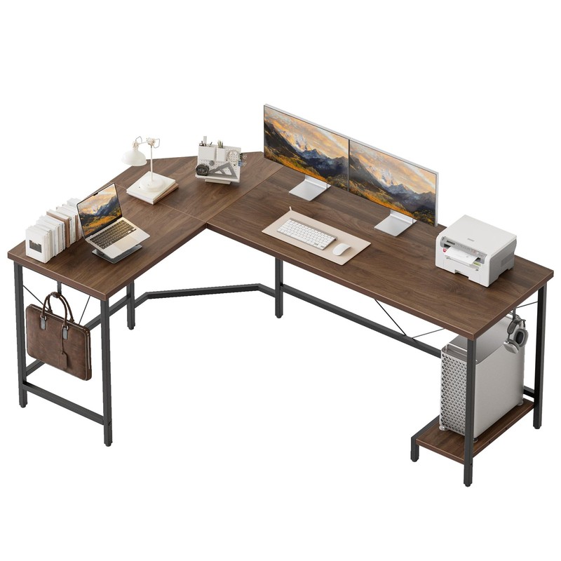 50 inch Large L Shaped Desk, Simple Corner Gaming Desk with CPU Stand & Hooks…