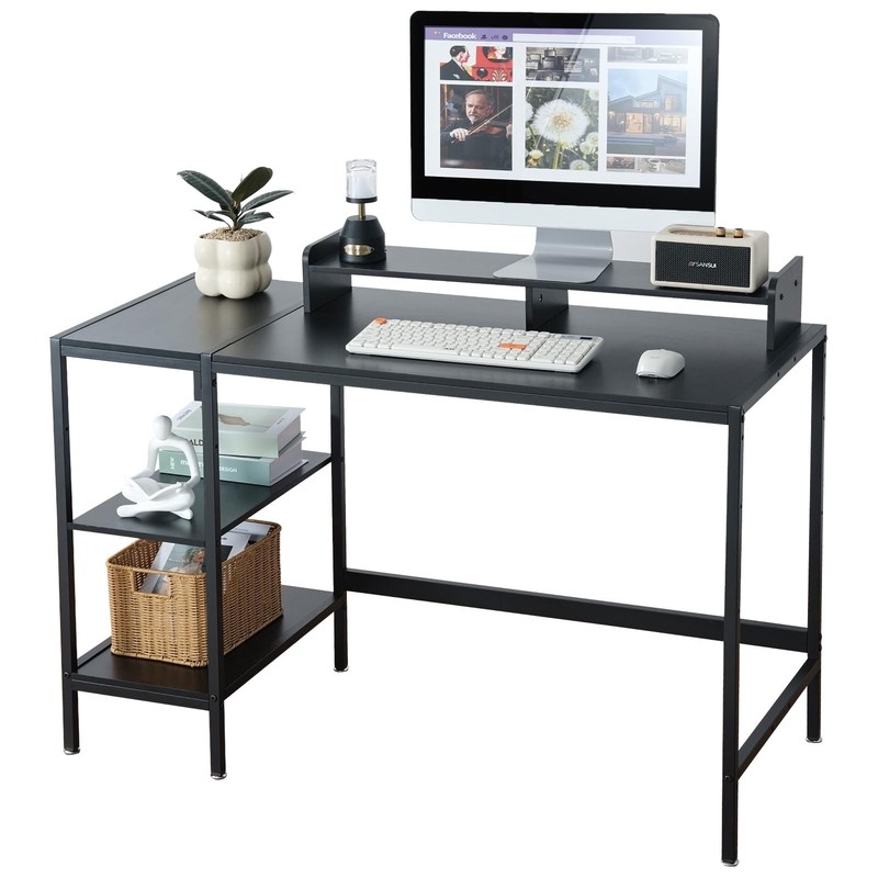 47-inch Computer Desk with Storage Shelf – Your Ideal Black Gaming Desk for B…