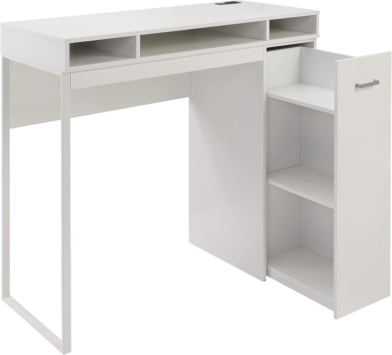 Ravel Desk with Storage, White
