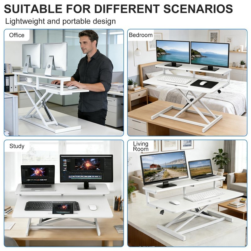37" Standing Desk Converter Pneumatic 4.9-18.5in Height Adjust Office Desk Riser gallery