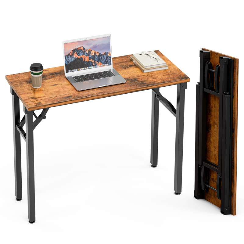 Temi Small Computer Desk Folding Table – 35.8 Foldable Office Desk No Assembly