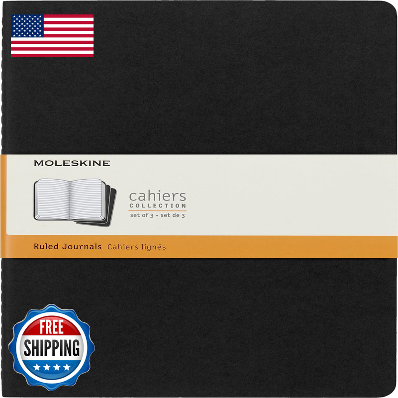 Moleskine Cahier Journals Soft Cover Xl 7.5 X 9.5 Ruled/Lined Black 120 Pages