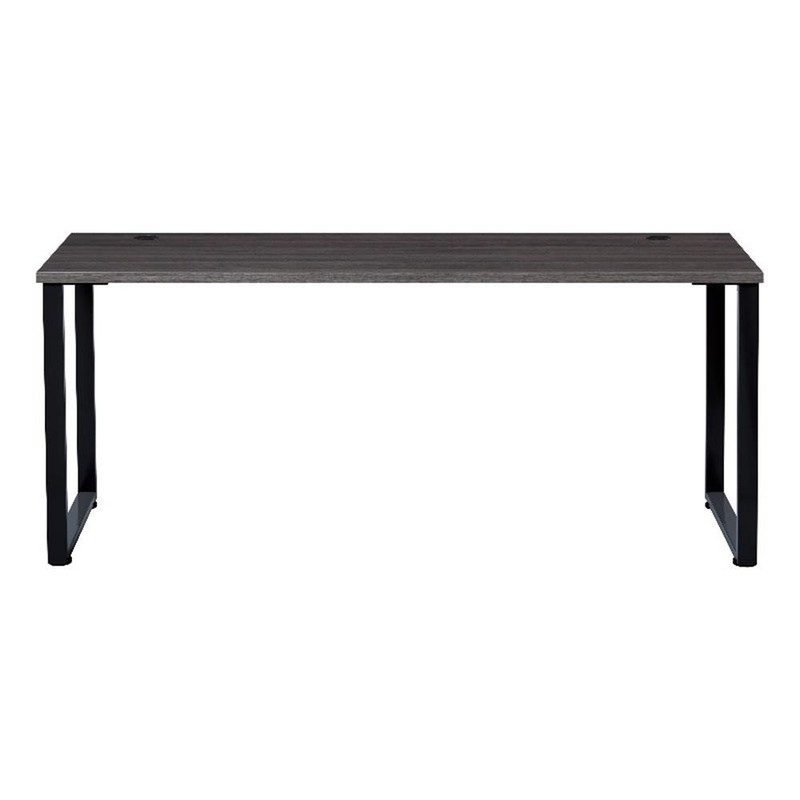 Bowery Hill 72"x24" Open Metal Desk for Commercial/Home Office in Black & Pewter