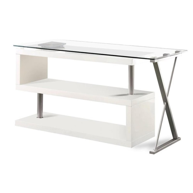 Furniture of America Fiora Modern Metal Swivel Writing Desk in White