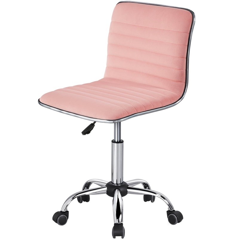 Elegant Modern Velvet Armless Swivel Desk Chair Home Office Study Dorm Room New