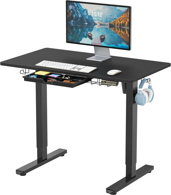 SHW 40 Inch Electric Desk with Drawer Cable Tray