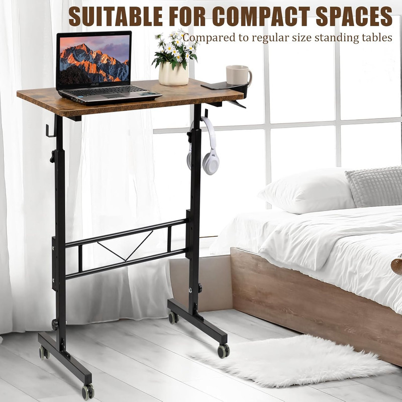 Standing Desk Adjustable Height, Small Mobile Stand up Desk with Wheels, Portabl gallery