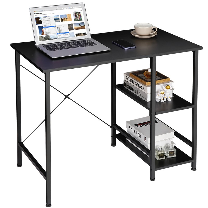 36" Small Computer Desk wi/ Storage Shelves Writing Desk Table Home Office Black