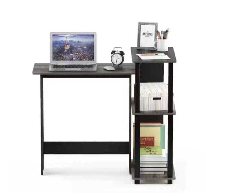 Furinno 38 in. Corner Americano/Stainless Steel Computer Desk with Open Storage