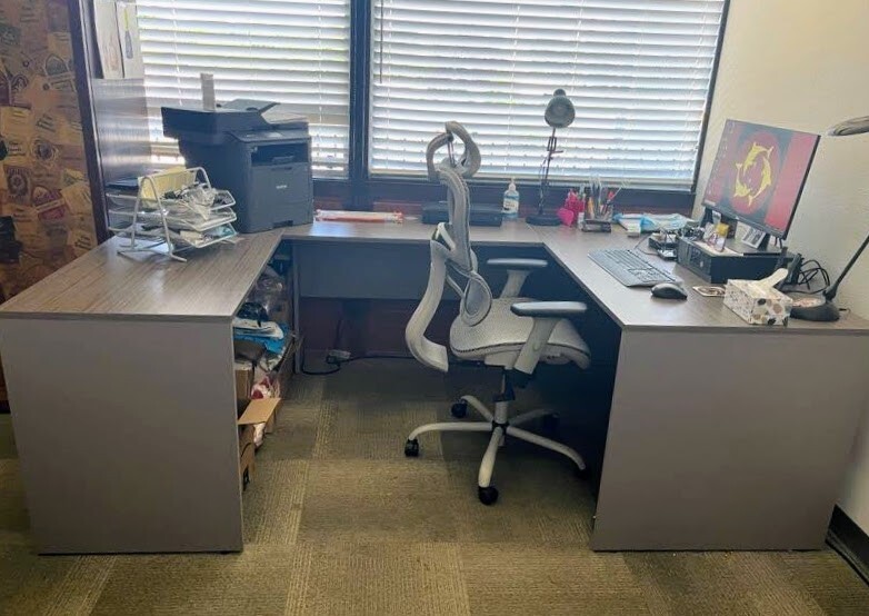 Bush Furniture Commerce 60W U Shaped Office Desk in Cocoa and Pewter