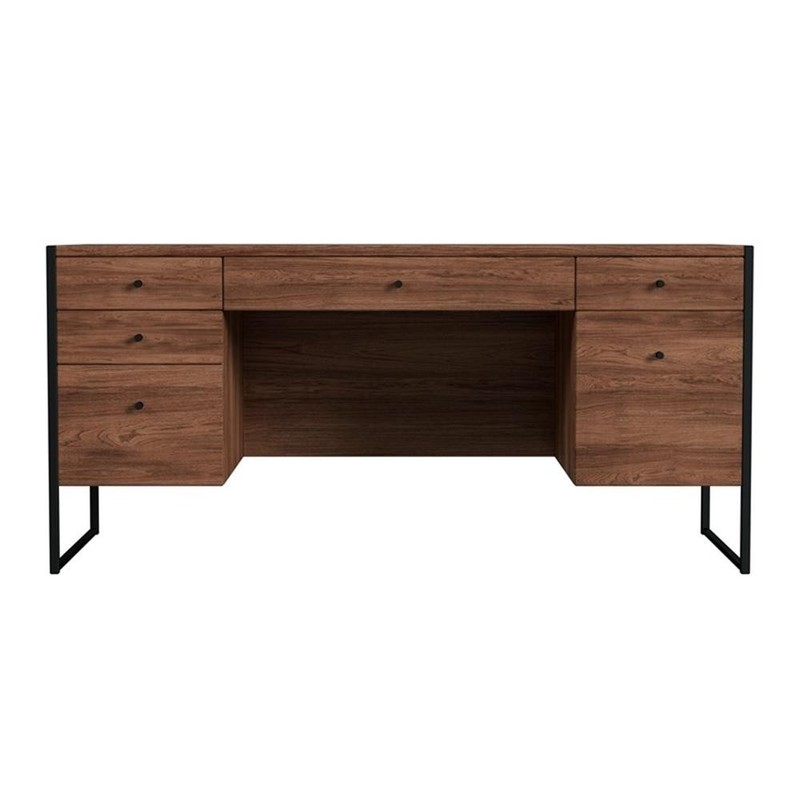 Beaumont Lane Transitional 2 Drawer Iron And Wood Writing Desk