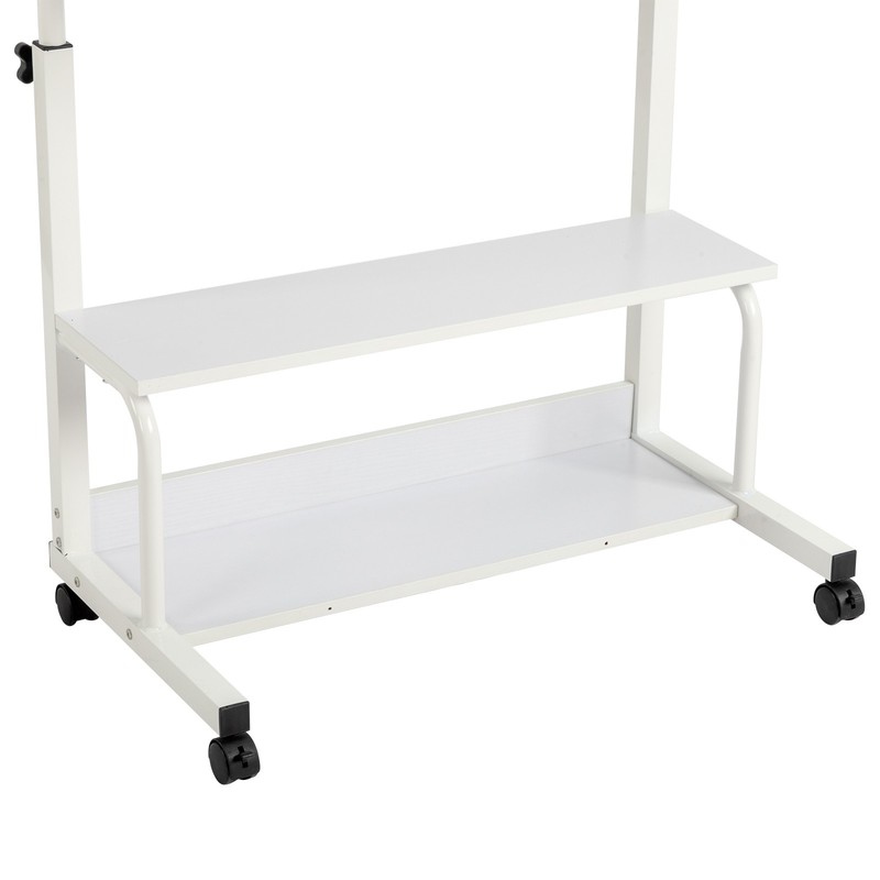 White Wood Grain Adjustable Computer Desk with 3 USB and 2 AC Outlets gallery