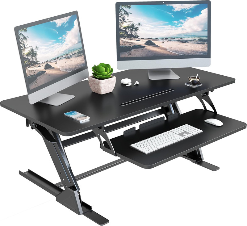 42" Height Adjustable Stand Up Desk Converter - Black Sit Stand Riser