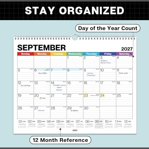 12x15 Wall Academic Calendar (), Use July 2026 to December 2026-2027 Colorful gallery