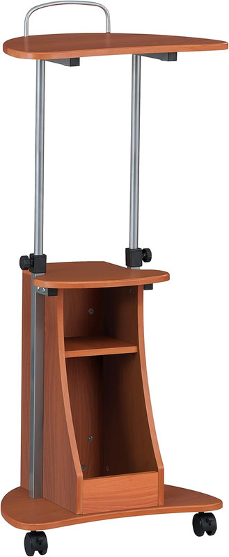 Adjustable Height Laptop Cart with Storage. Color: Woodgrain gallery