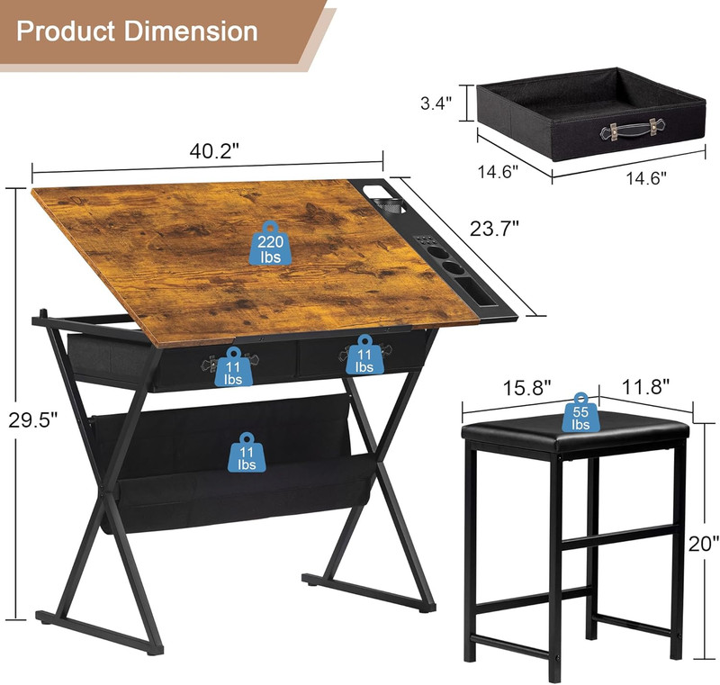 Drafting Table Art Desk Art Table Adjustable Drawing Table Tilted Tabletop with gallery