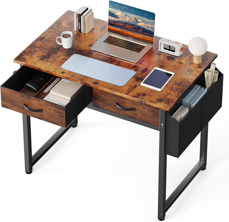 32″ Home Office Computer Desk with Drawers, Small Gaming Writing Study Table wit