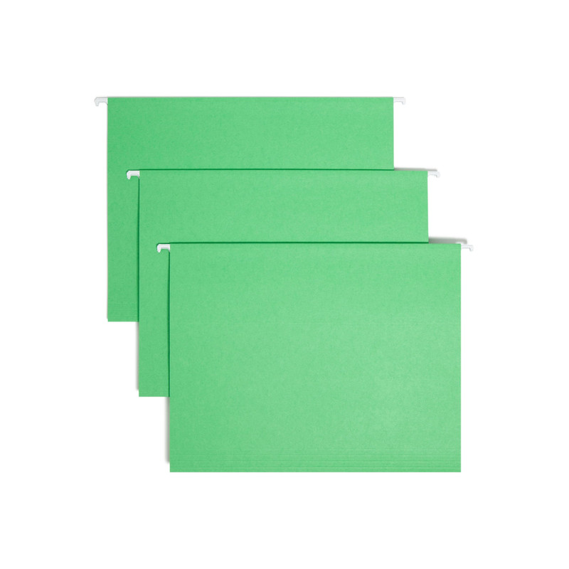 Smead Standard Hanging File Folders 25 Count Green 1/5-Cut Adjustable Tabs