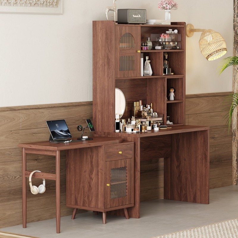 Rotating Computer Desk ,Rotating Desktop, Corner Office Desk with Storage Drawer gallery