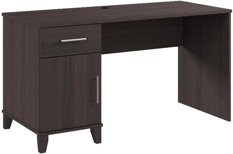 Somerset 54W Office Desk with Drawer and Cabinet in Storm Gray, Computer Table w