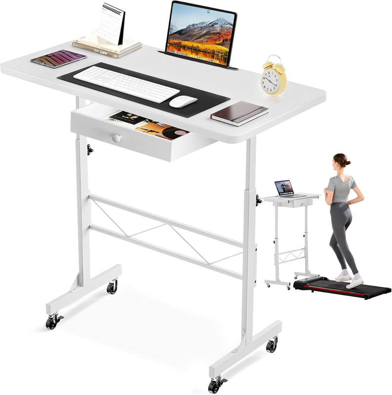Adjustable Height Portable Standing Desk with Wheels – 32″ Laptop Table