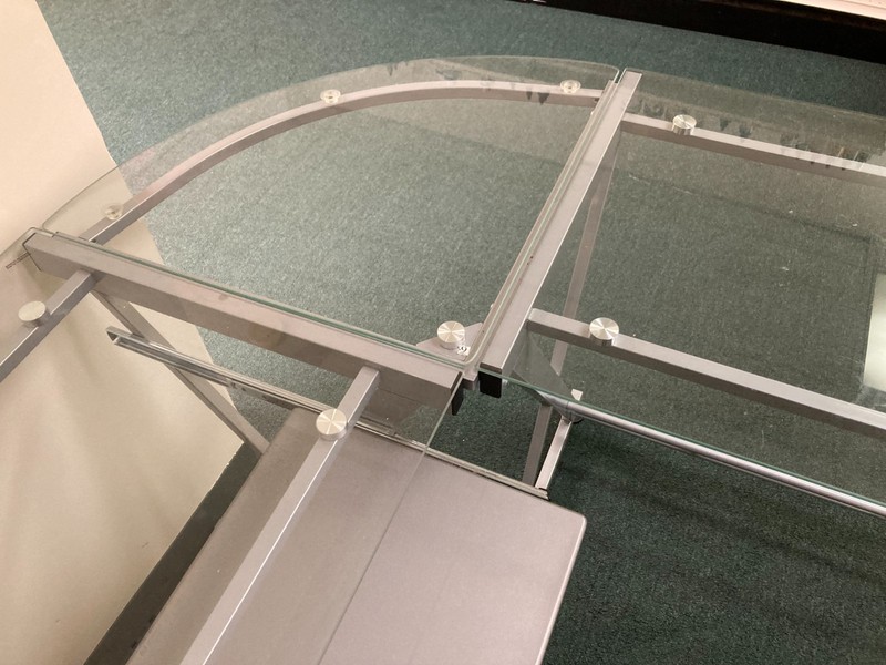 Office Desk L Shaped Glass Corner, Keyboard Tray-Pickup Only Greater New York gallery
