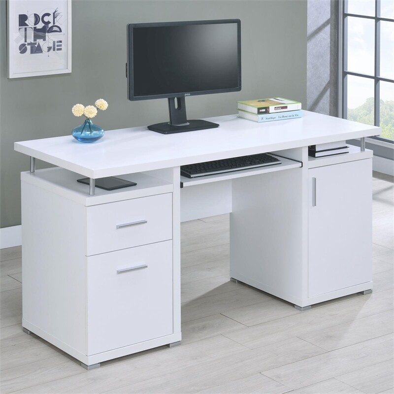 Coaster Tracy 2-Drawer Contemporary Wood Computer Desk White