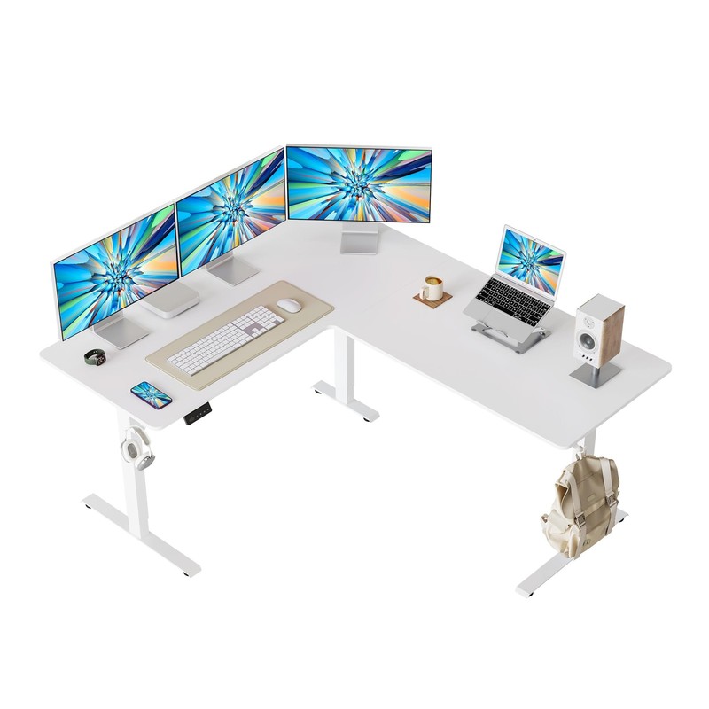 L Shaped Standing Desk 63 x 55 Inch Adjustable Height, Corner Desk, Sit Stand…