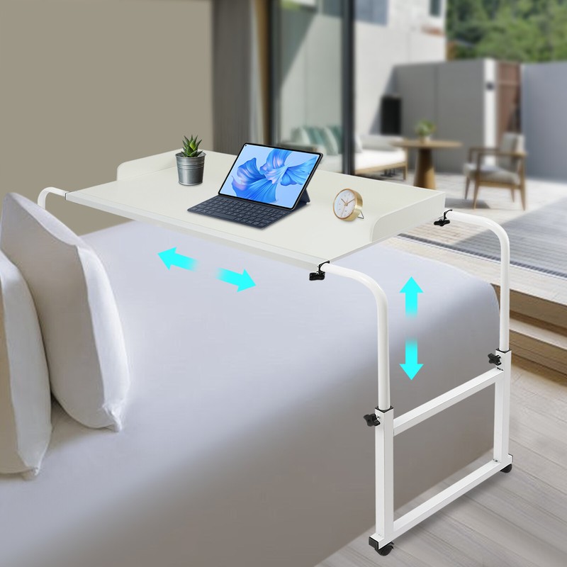 Overbed Table w/ Wheels Over Bed Desk Working Desk 65-95cm Height Adjustable