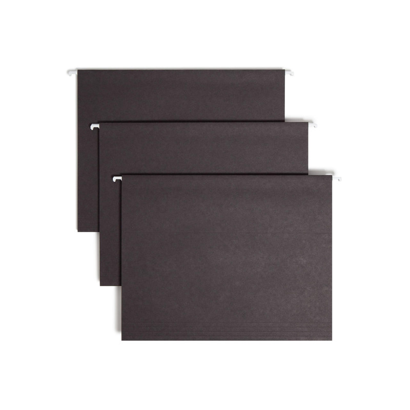 Smead Standard Hanging File Folders 25 Count Black 1/5-Cut Adjustable Tabs