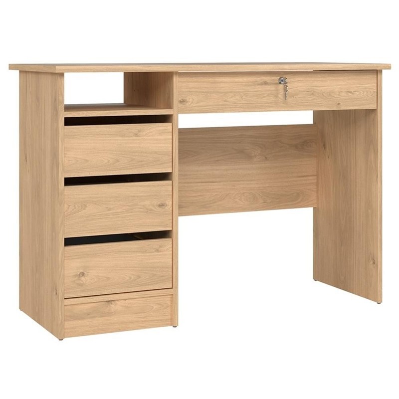 Pemberly Row Set of 2 Desk and Adjustable 3-Shelf Bookcase in Jackson Hickory gallery