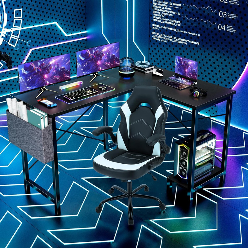 L Shaped Desk - Computer Desk Corner Desks Gaming Desk PC Table with CPU Stand S gallery