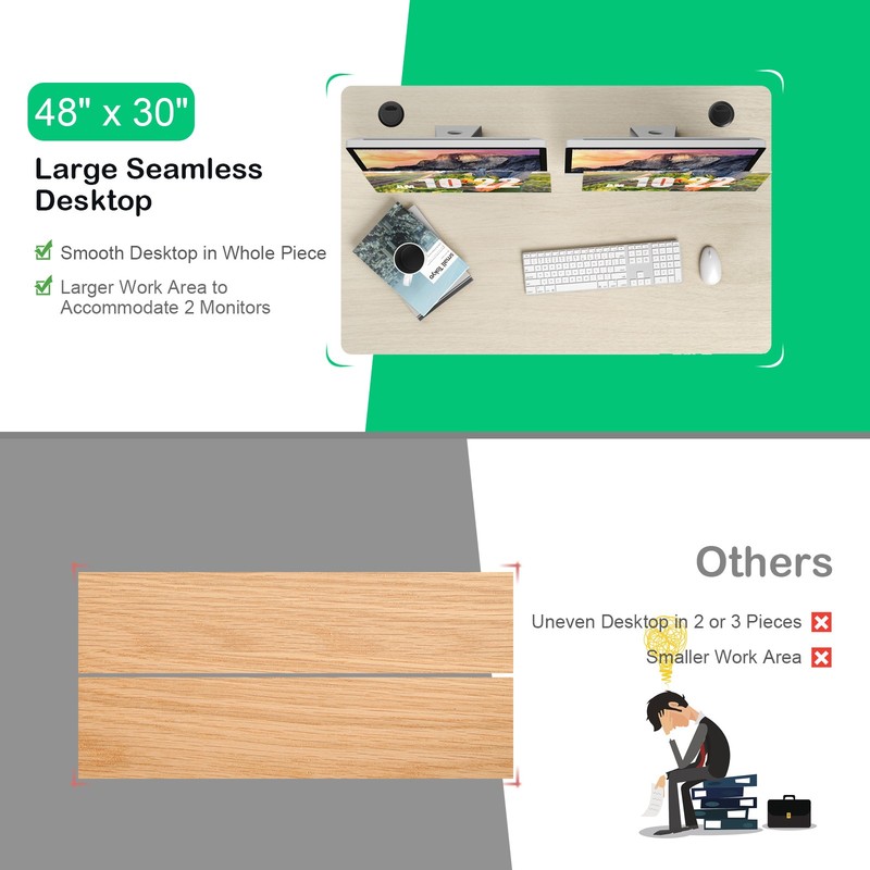 48" x 30" Universal Wood Desktop for Stand & Sit Up Desk Frame Natural gallery