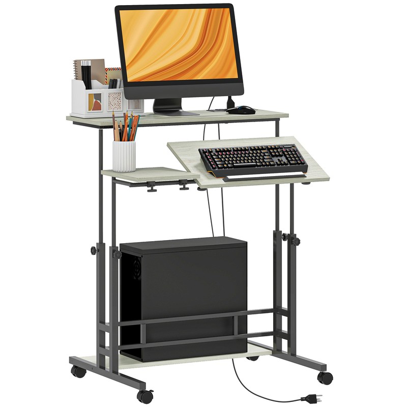 HOMCOM Adjustable Standing Desk w/ Power Outlets, Refurbished gallery